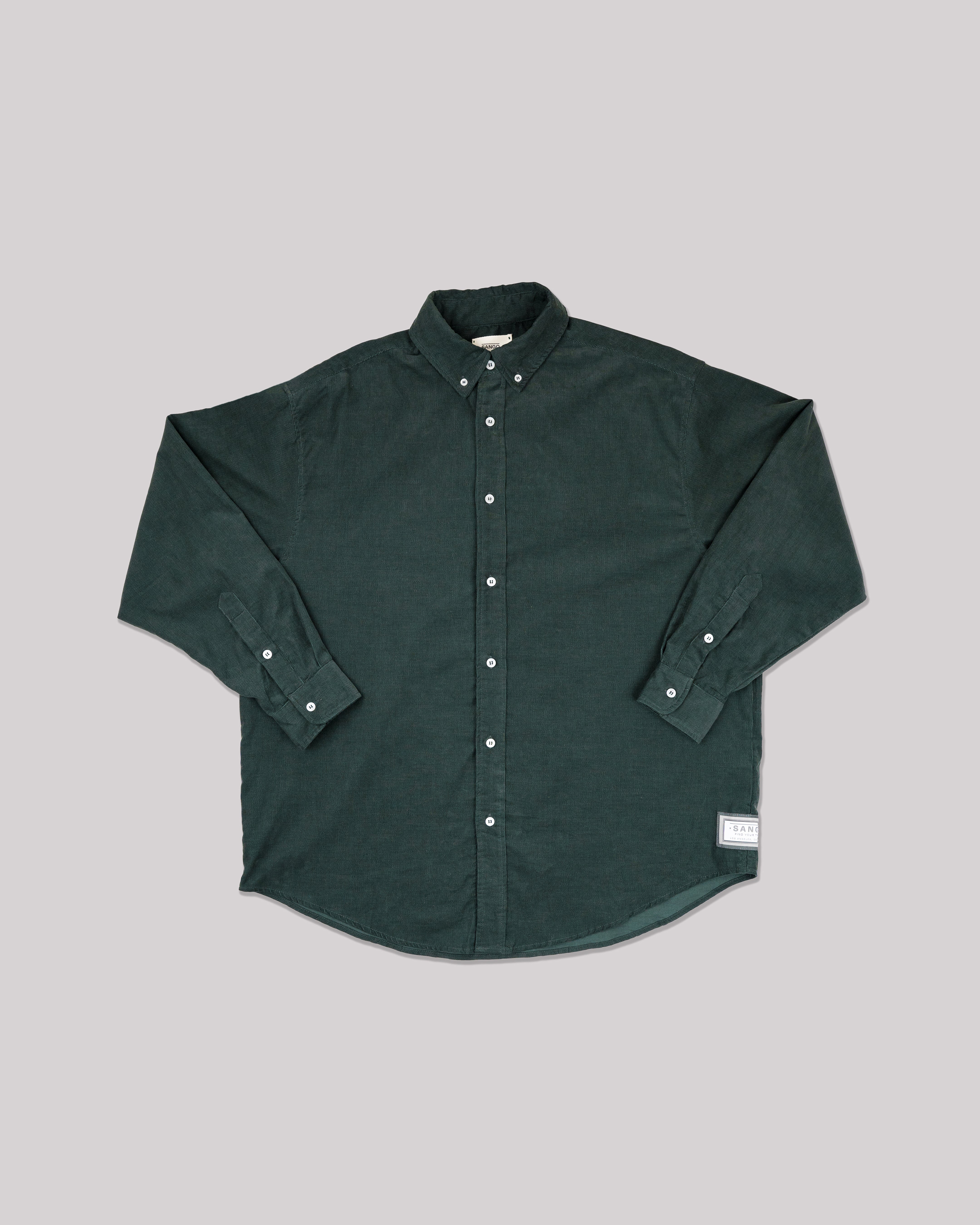 Sango Oversized Corduroy Button Up - Forest Green-thumbmail-1