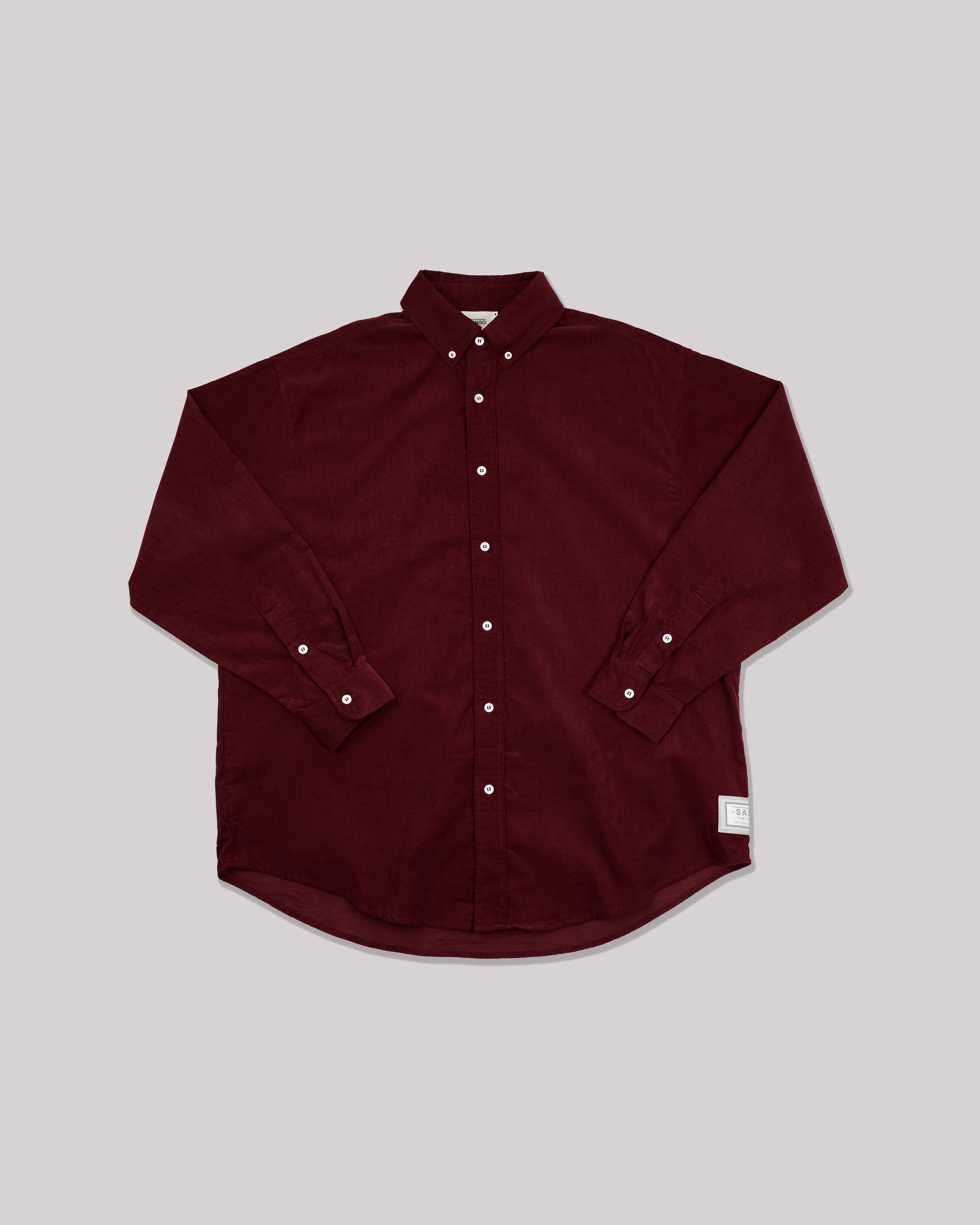 Sango Oversized Corduroy Button Up - Wine Red-thumbmail-1